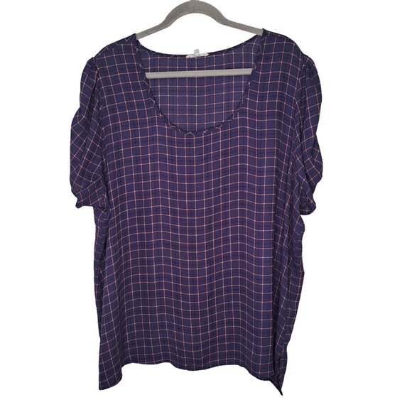 Maurices Lightweight Blue Plaid Blouse Plus Size 2X - Picture 1 of 6